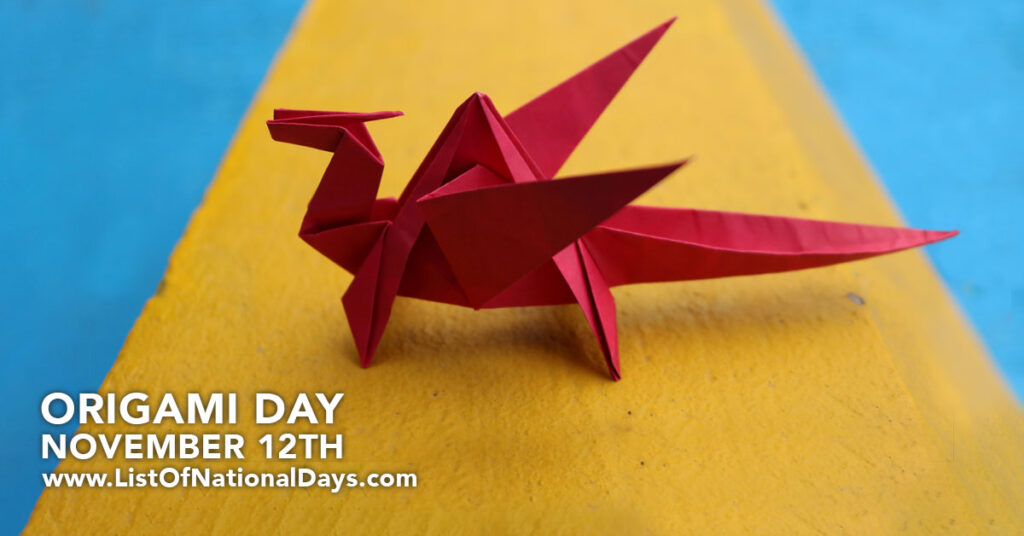 A photo of a red origami Dragon