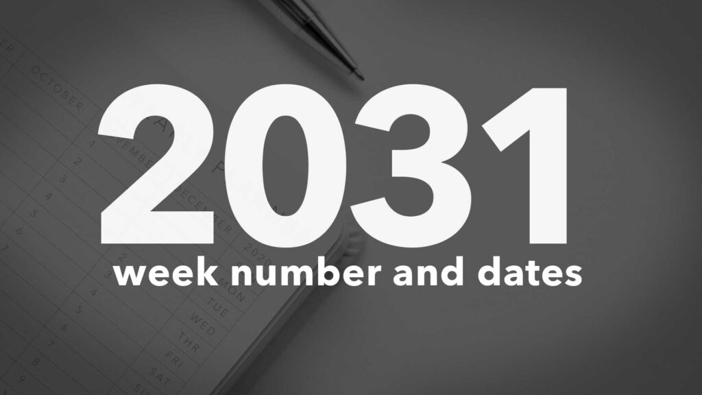 Title Image for 2031 Calendar Week Numbers