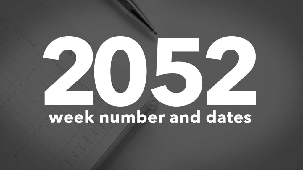 Title Image for 2052 Calendar Week Numbers