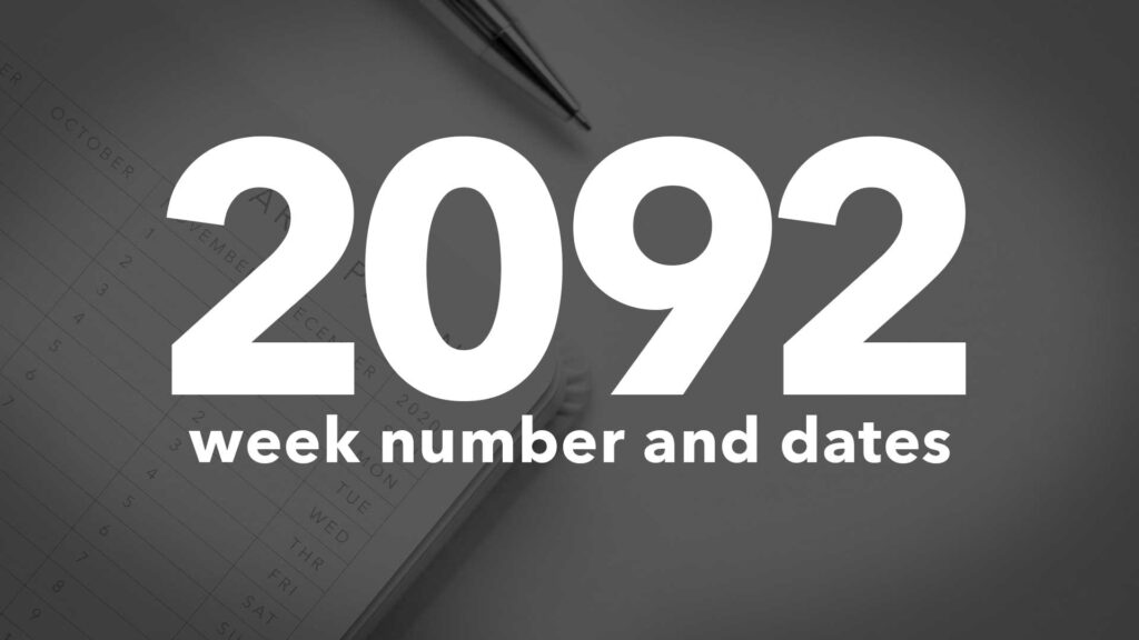 Title Image for 2092 Calendar Week Numbers