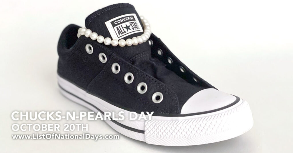 Black and White Chuck Taylors with pearls.