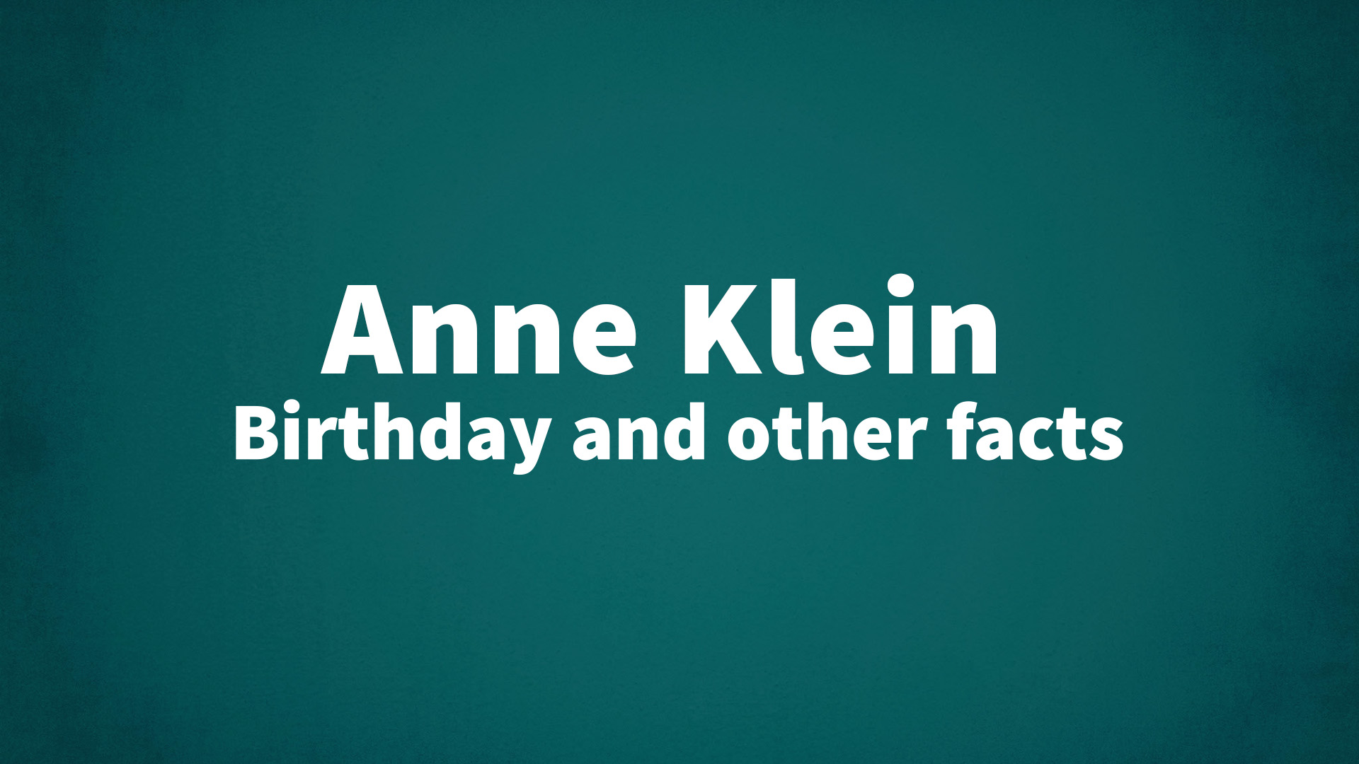 title image for Anne Klein birthday