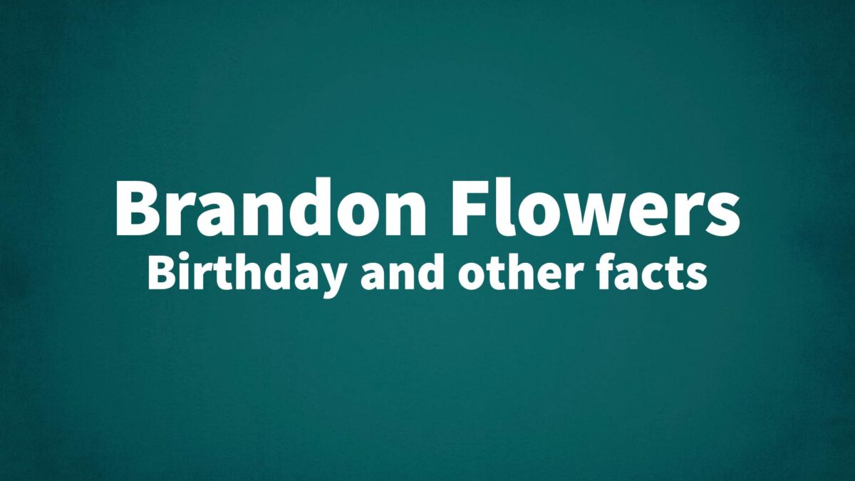 BrandonFlowers List Of National Days