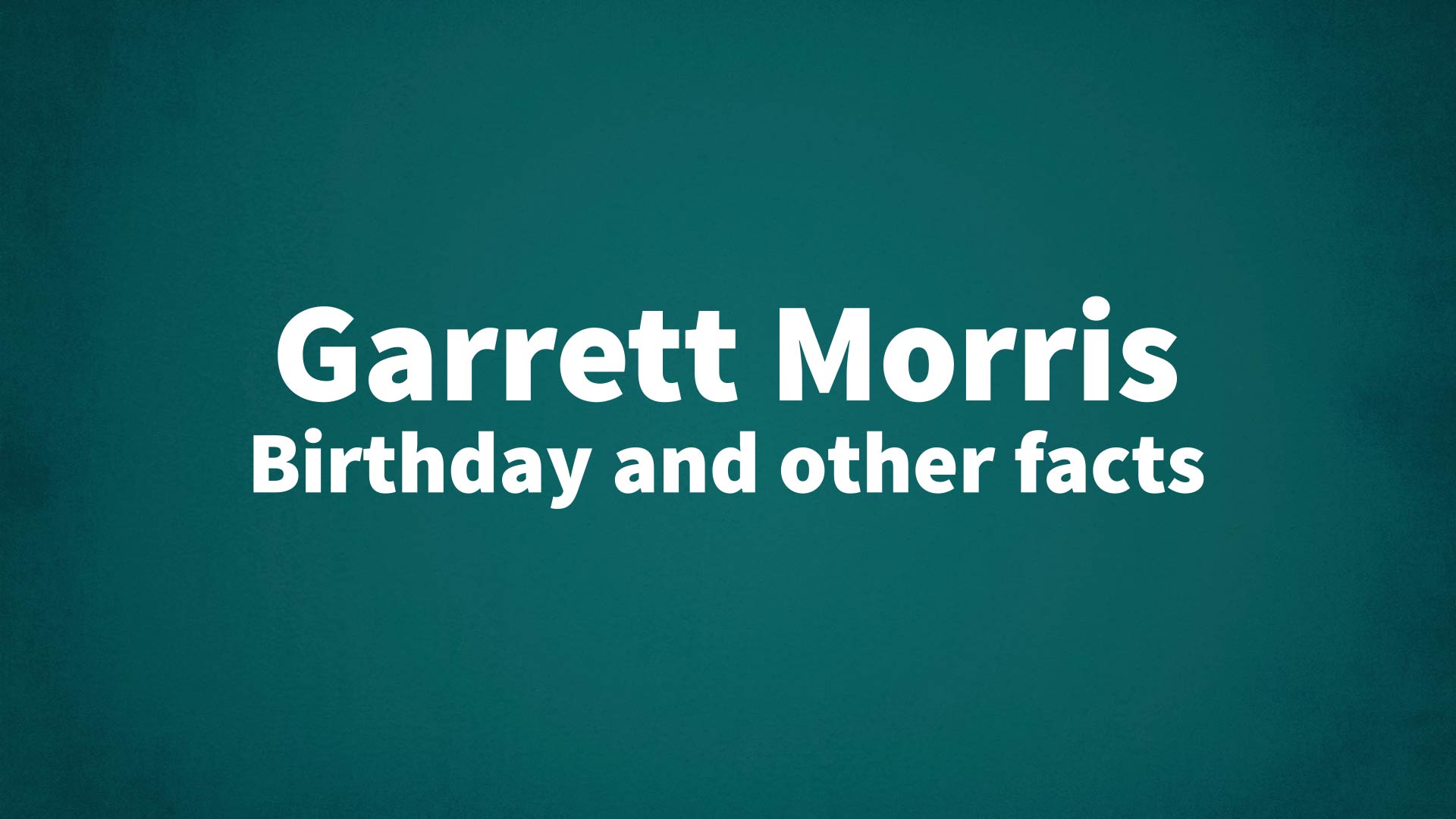 title image for Garrett Morris birthday
