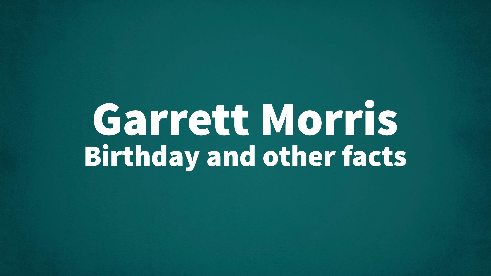 title image for Garrett Morris birthday