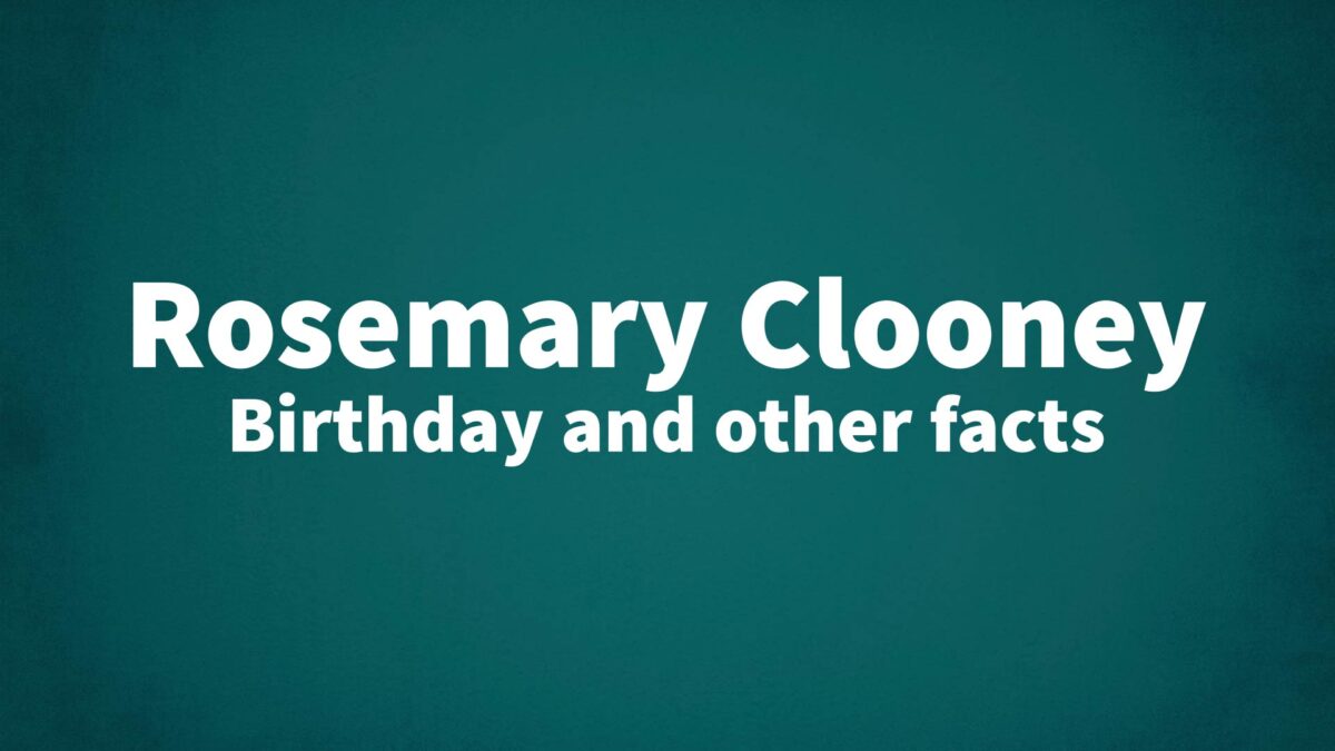 RosemaryClooney List Of National Days