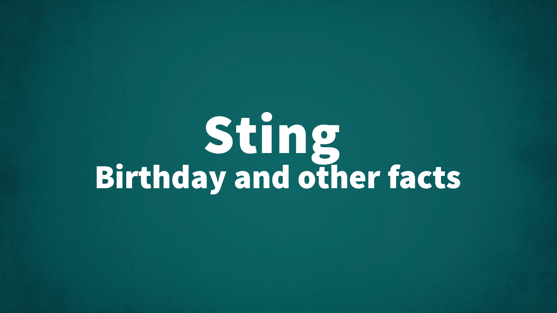 title image for Sting birthday