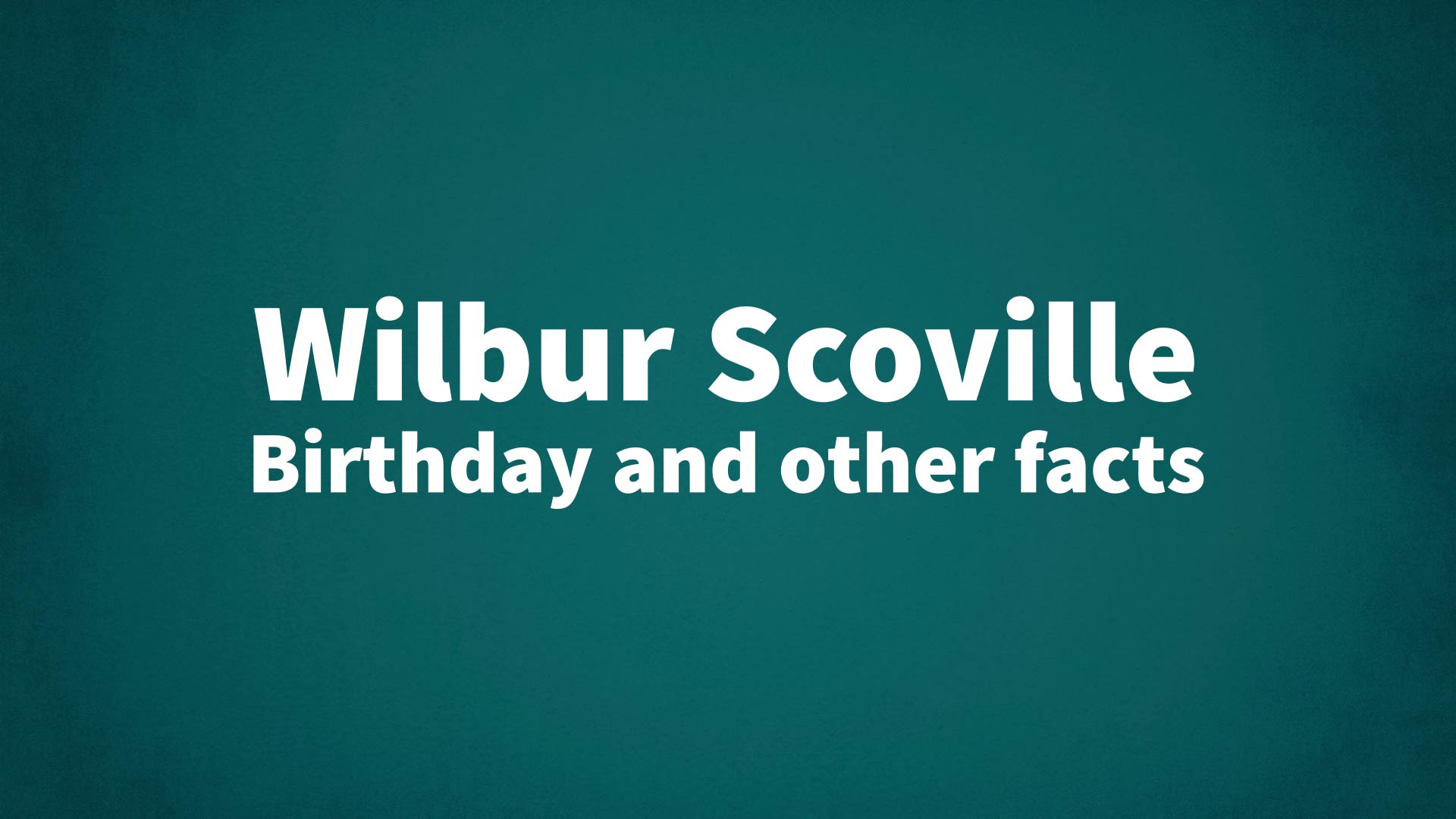 title image for Wilbur Scoville birthday