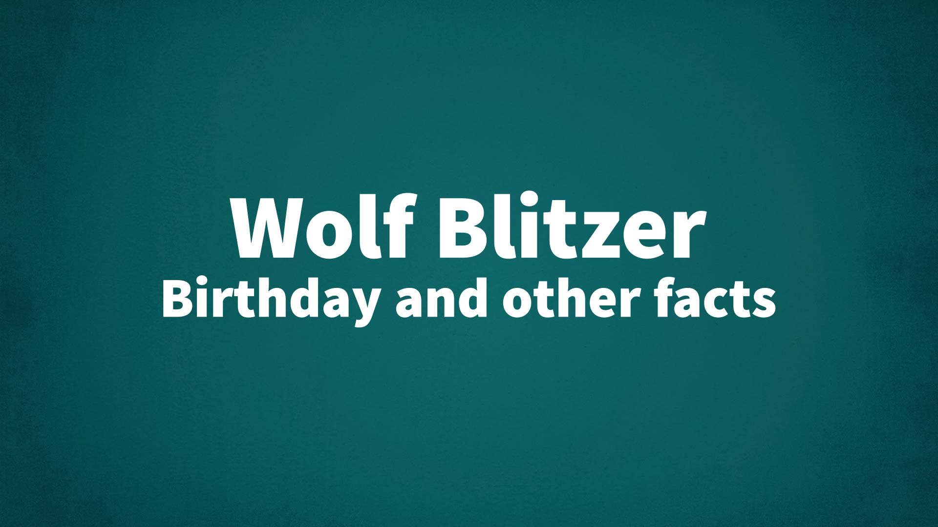 title image for Wolf Blitzer birthday