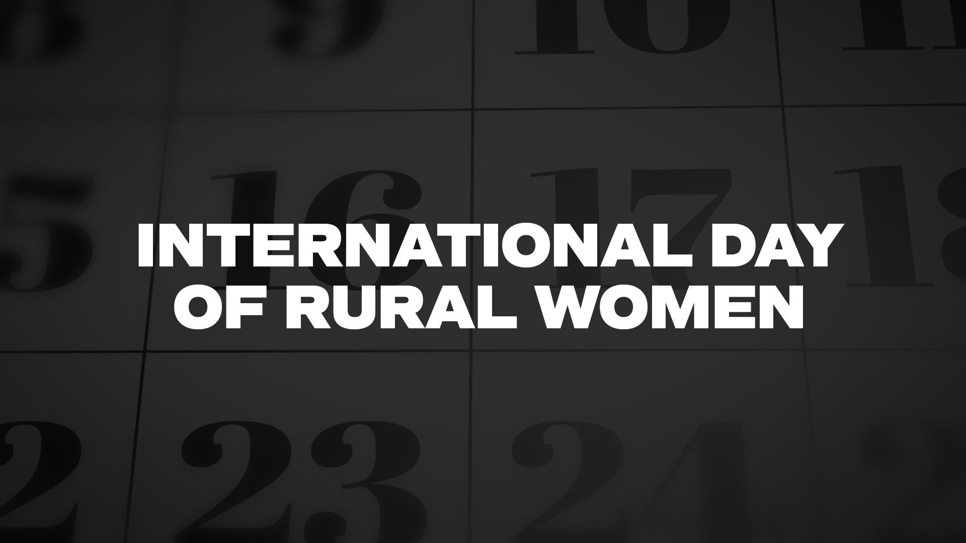 Title image for International Day Of Rural Women
